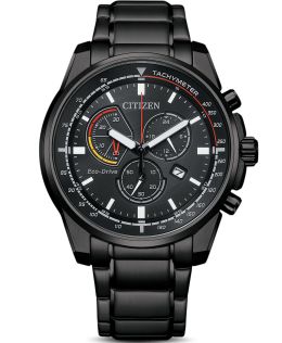 Citizen Eco-Drive kronografi mustasta teräksestä | Urheilukronografi tachymetrillä | AT1195-83E