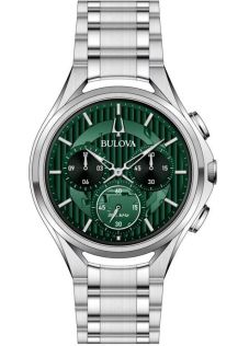 Bulova CURV kronografi miesten kello vihreällä kellotaululla ja korkean tarkkuuden koneistolla | 96A297