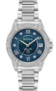 Bulova Marine Star naisten kello sinisellä helmiäistaululla ja aidoilla timanteilla | 96R215