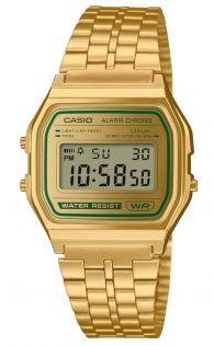 Casio Vintage kultakello vihreällä digitaalisella näytöllä | A158WEGV-9AEF