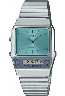 Retrohenkinen Casio kaksiaikakello vaaleansinisellä kellotaululla | AQ-800EC-2AEF