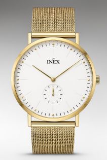 INEX Gold Mesh Minimalist Watch – White Dial