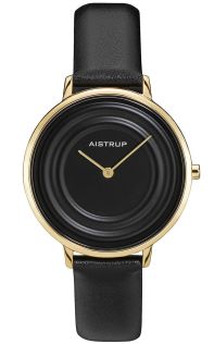 Tyylikäs naistenkello mustalla vesirengas-efektillä ja kultaisella viimeistelyllä Aistrup Raindrop -kokoelmasta 35mm | AIW7710