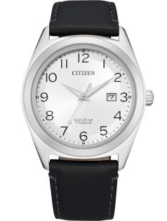 Citizen Eco-Drive Titanium miesten rannekello nahkarannekkeella | AW1640-16A