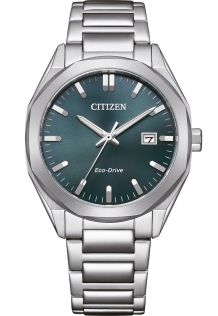 Citizen Eco-Drive unisex kello teräksestä E111 koneistolla ja vihreällä kellotaululla | BM7620-83X