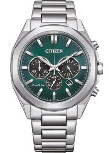 Citizen Eco-Drive kronografi teräksestä B620 koneistolla ja vihreällä kellotaululla | CA4590-81X