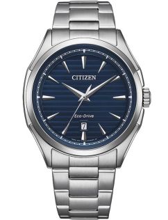 Citizen Eco-Drive miesten rannekello ruostumattomasta teräksestä sinisellä kellotaululla ja 240 päivän käyntivara | AW1750-85L
