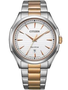 Citizen klassinen miesten rannekello Eco-Drive-tekniikalla ja kaksivärisellä teräsrannekkeella | AW1756-89A
