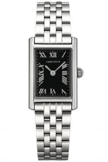 Carrie Taylor Petite Silver Rectangular Black Dial 19mm