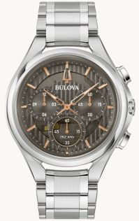Bulova CURV kronografi miesten kello harmaalla kellotaululla ja korkean tarkkuuden koneistolla | 96A298