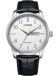 Citizen Eco-Drive miesten rannekello päivämäärällä ja nahkahihnalla | Klassinen muotoilu Eco-Drive-tekniikalla | BM8550-14A