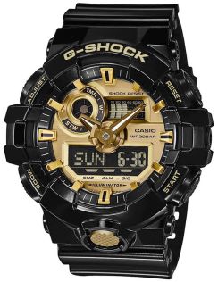 Musta ja kultainen Ana-Digi G-Shock näyttävällä muotoilulla | GA-710GB-1AER