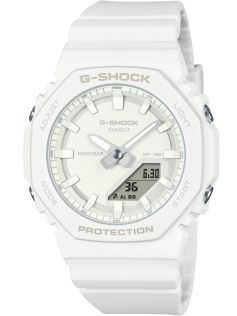 Valkoinen biohartsinen G-SHOCK kello hohtavalla merestä inspiroidulla kellotaululla | GMA-P2100VA-7AER