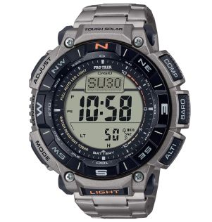 Triple Sensor Titanium PRO TREK -kello aurinkokäyttöisenä ulkoiluun | PRG-340T-7ER