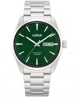 Lorus Mens 100m Automatic Day-Date Green Steel 42mm