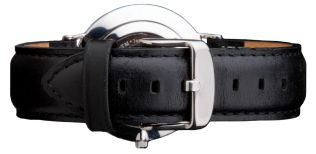 Daniel Wellington Musta Classic Sheffield naisten nahkaranneke, hopeanvärinen solki