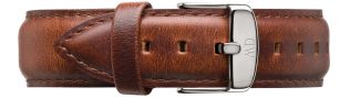 Daniel Wellington Ruskea Classic St Mawes miesten nahkaranneke, hopeanvärinen solki