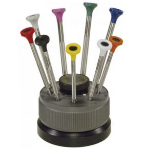 Bergeon 30081-S9 Rotatable Stand with 10 Scewdrivers Ø 0.5 - 2.5 mm 218557