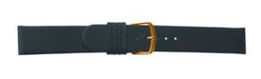 Falkenlund Deluxe Beco Watch Strap Classic Black Calf Leather 18mm Gold Plated Buckle 685118G