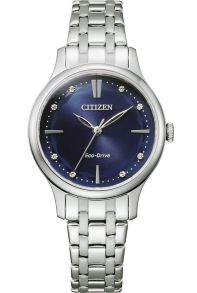 Citizen Eco-Drive naisten kello teräksessä | Sininen kellotaulu kristallimerkinnöillä | EM0890-85L
