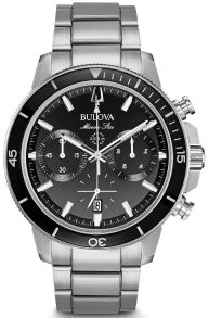 Bulova Marine Star kronografi miesten kello mustalla kellotaululla ja 200m vedenkestävyys | 96B272