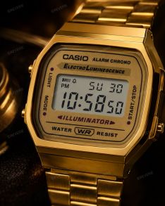 Kultainen vintage digitaalinen kello eleganttiin käyttöön | A168WG-9EF