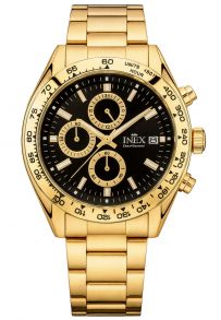 Inex Mens 100m Sports Chronograph Golden Black 40mm