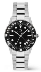 Daniel Wellington Iconic GMT Link Black Ceramic Bezel Silver DW00100919