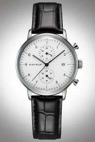 Aistrup AIW8601 Classic Infinity Chronograph miesten rannekello valkoisella kellotaululla ja nahkahihnalla | AIW8601