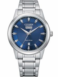 Citizen Eco-Drive miesten teräskello | Sininen aurinkosäde kellotaulu päiväys/päivämäärä | AW0100-86L