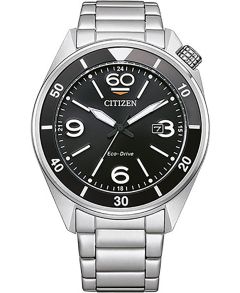 Citizen Eco-Drive miesten rannekello ruostumatonta terästä J810 koneistolla ja kääntyvällä kehyksellä | AW1710-80E