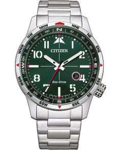 Citizen Eco-Drive miesten rannekello vihreällä kellotaululla ja kompassirenkaalla | BM7551-84X