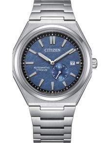 Citizen Super Titanium automaattinen miesten rannekello | Sininen kellotaulu pienellä sekuntiviisarilla | NJ0180-80L
