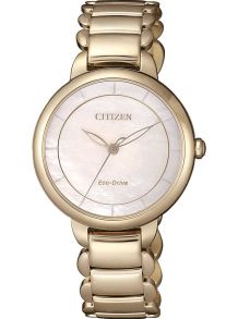 Citizen Eco-drive naisten kello helmiäistaululla | Ruusukullattu eleganssi kuuden kuukauden käyntivaralla | EM0673-83D