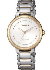 Citizen elegantti naisten kello Eco-Drive-tekniikalla ja kaksivärisellä rannekkeella | EM0674-81A