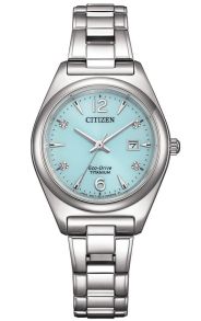 Citizen Eco-Drive naisten kello Super Titaniumissa turkoosilla kellotaululla | EW2601-81M