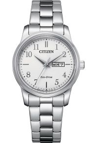 Citizen Eco-Drive naisten kello klassisella valkoisella kellotaululla | EW3260-84A