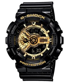 Kultamusta G-Shock digitaalinen kello näyttävällä tyylillä | GA-110GB-1AER