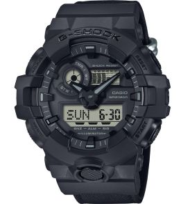 Sotilastason G-SHOCK Cordura-nylonrannekkeella täysin musta digitaalinen-analoginen kello | GA-700BCE-1AER