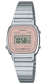 Retro chic Casio digitaalinen kello vaaleanpunaisella kellotaululla ja linkkirannekkeella | LA670WEA-4A2EF