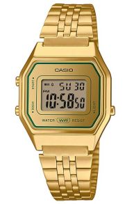 Casio Vintage kultainen digitaalinen kello vihreällä kellotaululla, Retro Collection | LA680WEGV-9AEF
