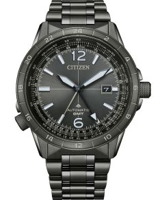 Citizen Promaster automaattinen GMT-pilottikello mustassa teräksessä kaksoisaika- ja lentotoiminnoilla | NB6045-51H