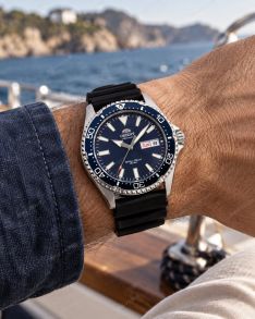 Orient Mens 200m Automatic Diver Steel Blue Black Strap 42mm