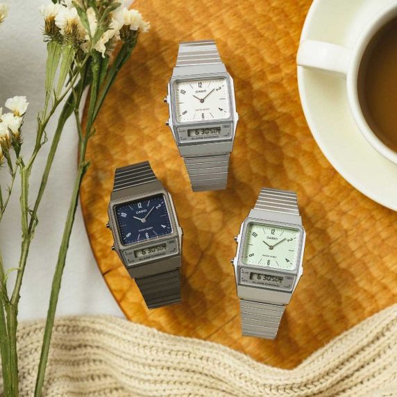 Casio Vintage Ana-Digi -kello mintunvihreällä kromisella designilla | AQ-800E-3AEF