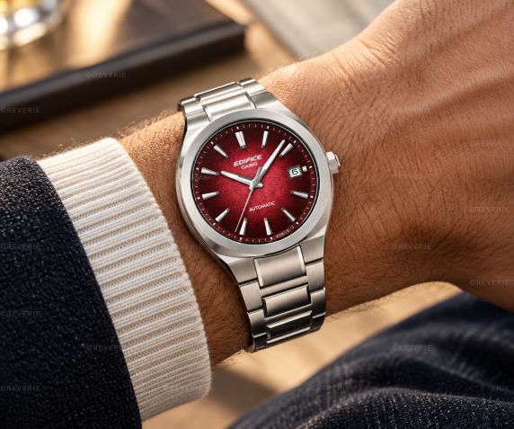Casio Mens Red Steel Sapphire Automatic 38mm
