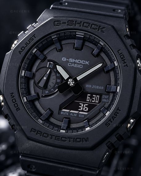 Carbon Core G-Shock -kello täysin mustalla minimalistisella tyylillä | GA-2100-1A1ER