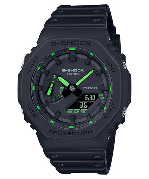 Ultra-ohut G-Shock Carbon Core digitaalinen kello armeijanvihreällä designilla, 200M vedenkestävä | GA-2100-1A3ER