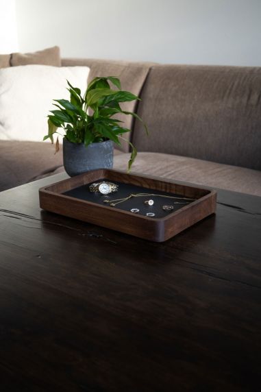 Morelund Valet in Dark Wood/Black Leather MO3100