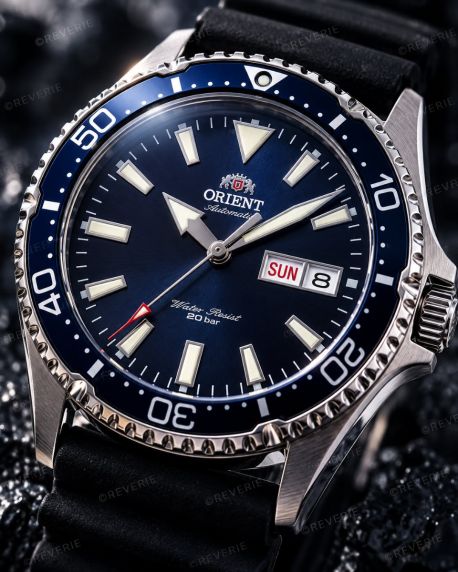 Orient Mens 200m Automatic Diver Steel Blue Black Strap 42mm