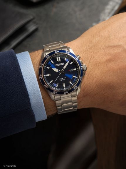 Seiko Mens Kinetic Energy Blue Steel 43mm